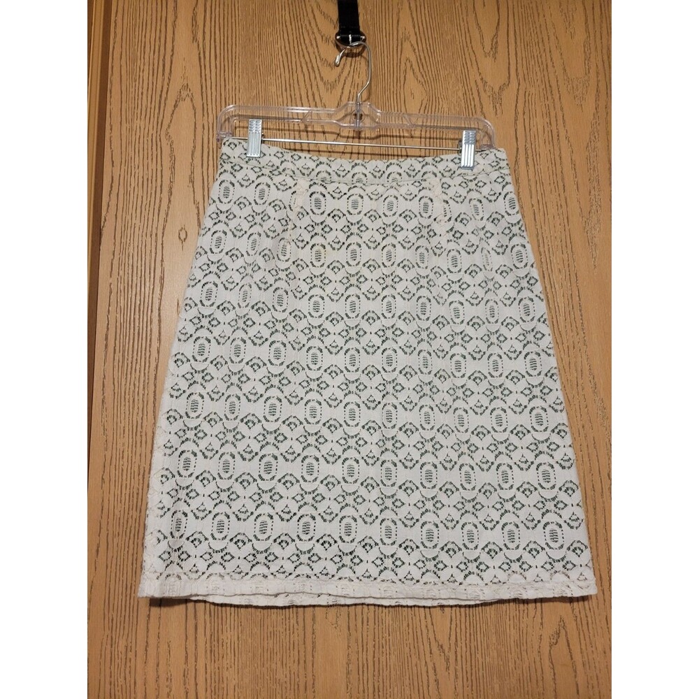 Edme & Esyllte Anthropologie Women's Skirt Pencil Lace Cream Green Size 8